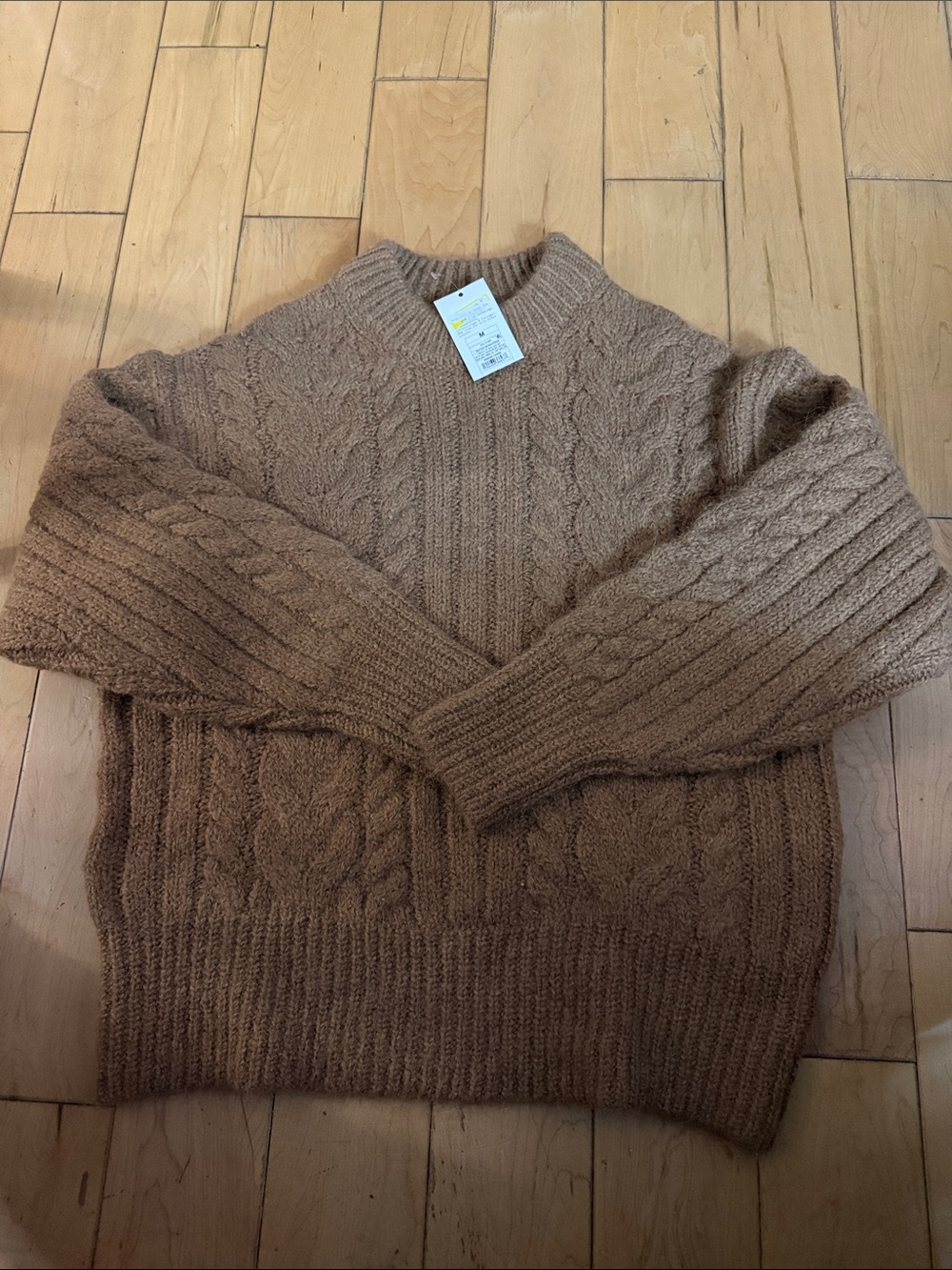 a new day Cable Knit Crewneck Sweater - Taupe Brown